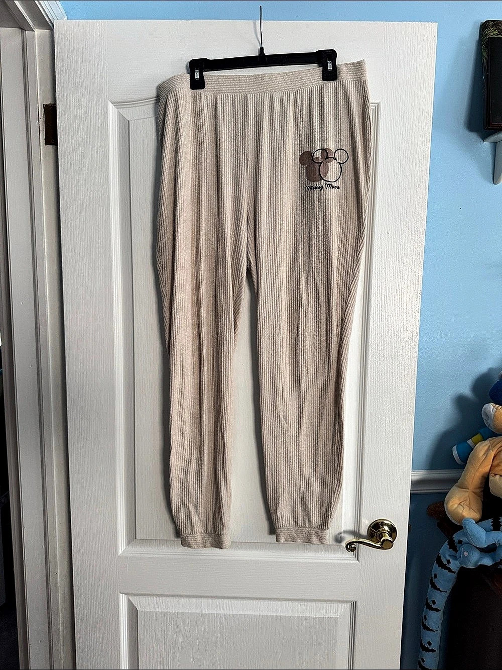 Disney Mickey Mouse jogger pants Ribbed Mickey Jogger Pants Beige XL Like New